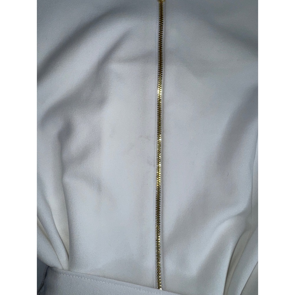 Calvin Klein White Ruffle Tie Waist High Low Scuba Dress Size 12 CD8C16XW - Picture 7 of 10